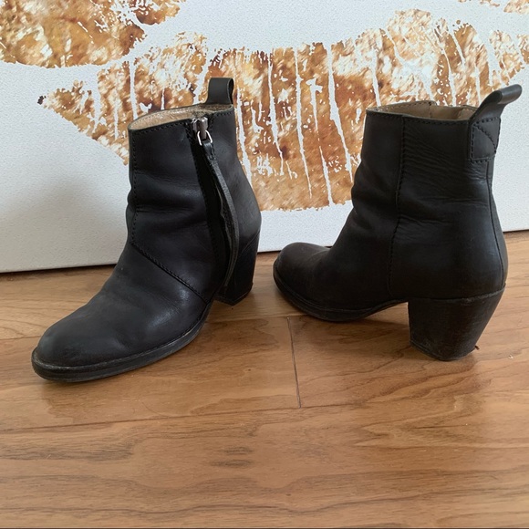 ACNE pistol ankle boot bootie matte black leather - Picture 6 of 8